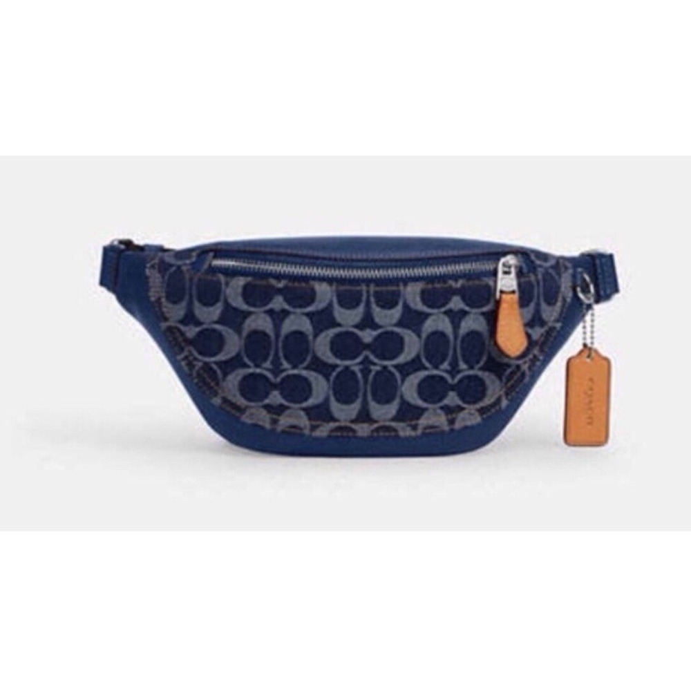 Coach Warren Belt Bag Denim Signature C Blue Sling Crossbody NEW - Picture 1 of 3